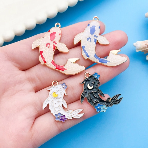 Artistic Koi Fish Enamel Drip Zinc Alloy Charms For DIY Jewelry Making Colorful Animal Pendants For Bracelet Necklace Crafting Supplies