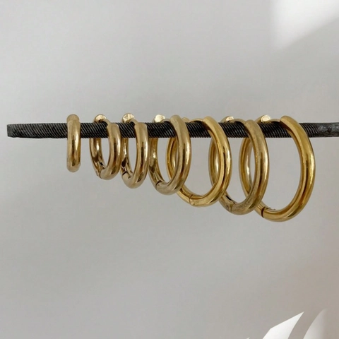 Pendientes de Aro Unisex de Acero Inoxidable Minimalista Redondo Geométrico Piercing Para Hombre Mujer Oro Plata Negro Joyería de Moda