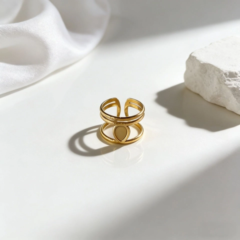 Anillos Abiertos Minimalistas de Acero Inoxidable Mujer Ajustables Oro Plata Geométrico Cuban Link Corazón Onda Joyería