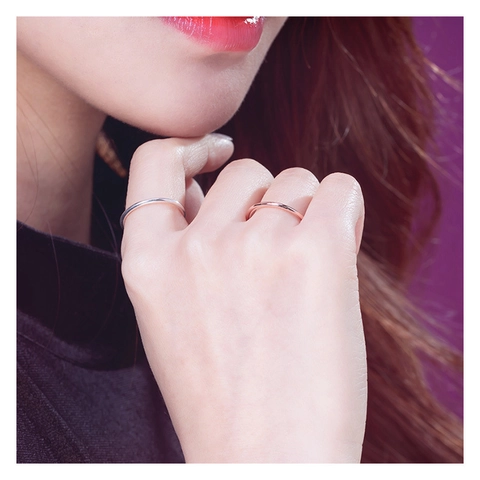 Anillo Liso de Acero de Titanio Minimalista para Mujeres Hombres Pareja Oro Rosa Negro Plata Círculo Pulido Pulsera Apilable Joyería Regalo