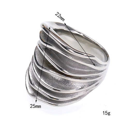 Modern Artistic Stainless Steel Wavy Ruffled Ring For Women Gold Silver Plated Irregular Chunky Finger Ring Fashion Jewelry