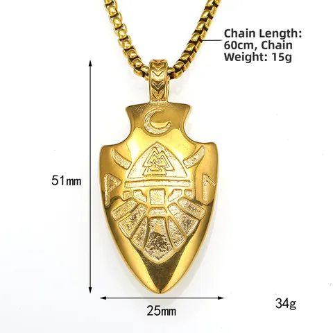 Vintage Viking Odin Arrowhead Valknut Pendant Necklace For Men Women Retro Stainless Steel Punk Rune Shield Charm Jewelry Gift