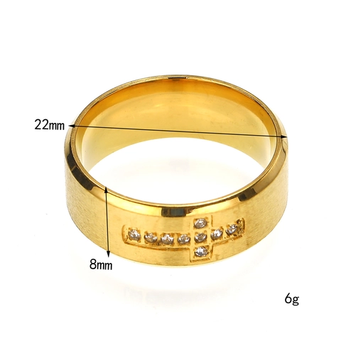 Bague en Acier Titane Brossé Croix Avec Strass Incrusté pour Hommes Femmes Punk Gothique Bijoux Chrétiens Cadeau