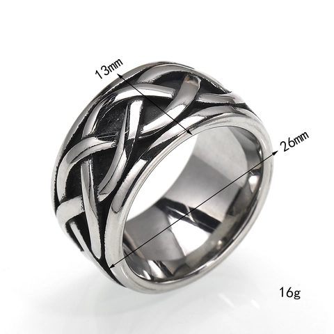 Herren Vintage Wikinger Keltischer Knoten Gewebter Titanstahl Ring Retro Punk Breiter Bandring Geometrischer Schmuck Geschenk Für Männer