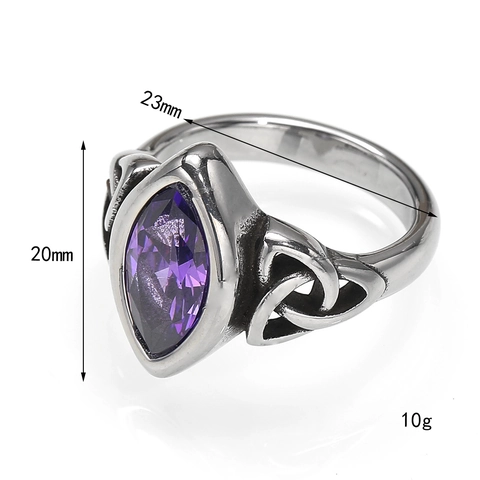Anello Vintage da Uomo in Acciaio Inossidabile con Strass Taglio Marquise Retro Punk Gotico Nodo Celtico Gioiello Regalo