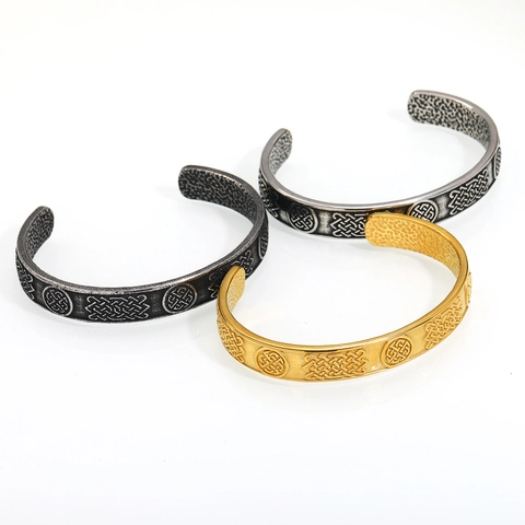 Vintage Nordisch Wikinger Keltischer Knoten Armreif Für Herren Edelstahl Retro Punk Verstellbar Offener Armreif Schmuck Geschenk