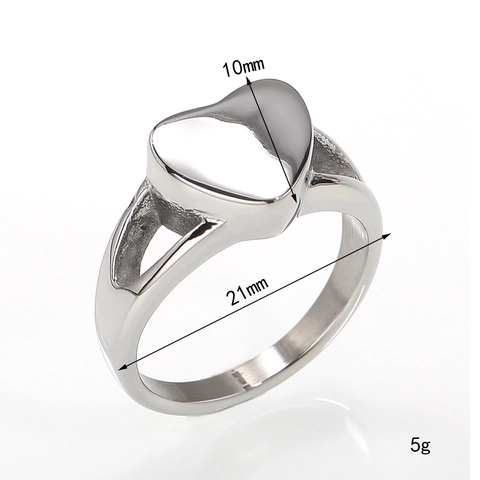 Heart Cremation Urn Ring For Ashes Stainless Steel Memorial Keepsake Jewelry Heart Shaped Openable Finger Ring For Men Women
