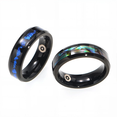 Smart Ring Health Tracker Titanium Steel Shell Inlay Heart Rate Sleep Blood Oxygen Monitor For Men Women Fashion Jewelry
