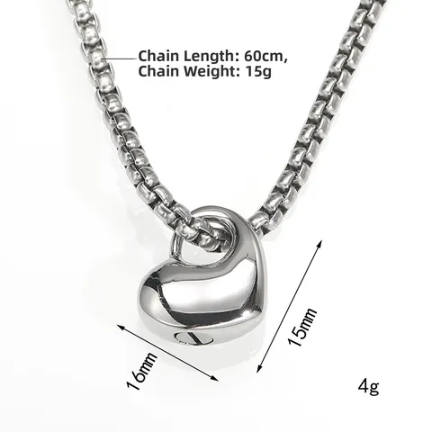 Stainless Steel Heart Cremation Urn Necklace Memorial Ashes Pendant Openable Memorial Jewelry For Women With Box Chain