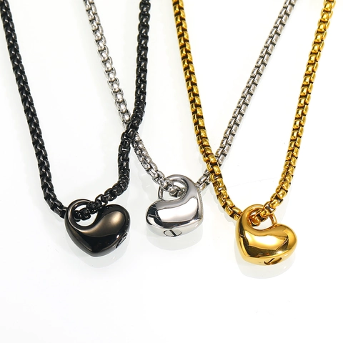 Stainless Steel Heart Cremation Urn Necklace Memorial Ashes Pendant Openable Memorial Jewelry For Women With Box Chain