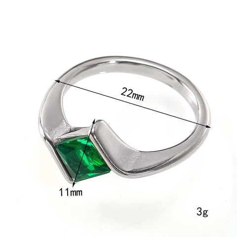 Minimalist Stainless Steel Rhombus Rhinestone Ring For Women Elegant Colorful Geometric Square Cut Crystal Look Finger Ring Fashion Jewelry Accessory