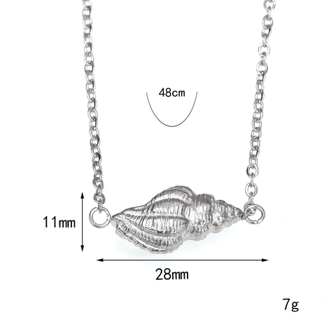 Stainless Steel Sea Snail Shell Pendant Necklace For Women Fashion Ins Style Ocean Theme Delicate Chain Jewelry Gift