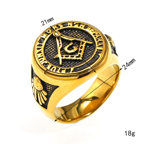 Anillo de Sello de Tótem Masónico Acero de Titanio Vintage Punk Hip Hop Estilo Retro Ojo de la Providencia Joyería Hombre