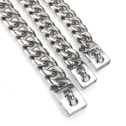 Collana a Catena per Cani in Acciaio Inossidabile Hip Hop Collare per Cani a Maglia Cubana Pesante per Cani Grandi Con Chiusura Robusta Gioielli per Animali Lucidi