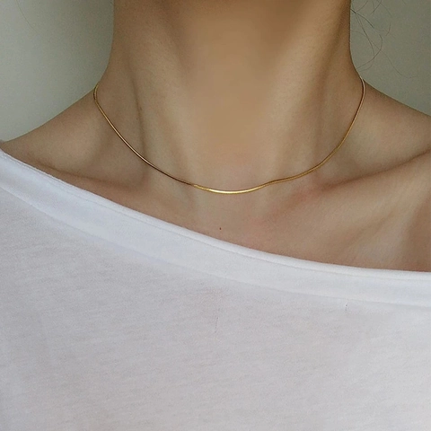 Minimalistische Schlangenkette Halskette Legierung Metall Filigrane Schlüsselbeinkette Tägliche Schmuckaccessoires Für Damen
