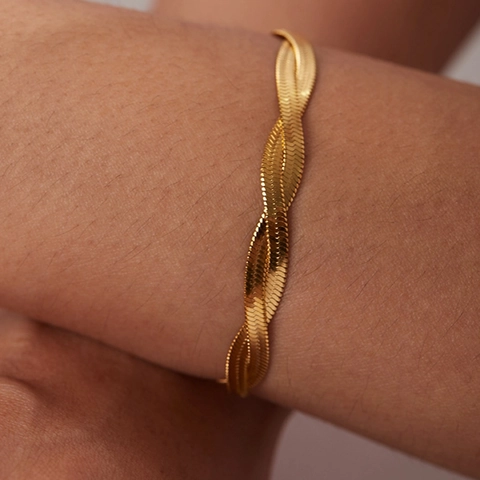 Collana a Doppio Strato con Catena a Serpente Torta per Donna Minimalista in Acciaio Inossidabile Placcato Oro Argento Intrecciata