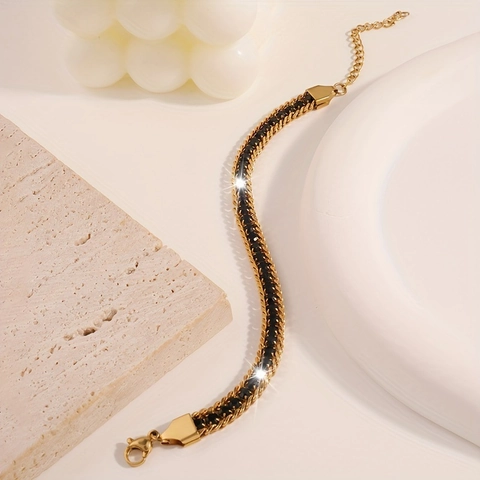 Fashionable Stainless Steel Bracelet With Rhinestone Inlay Elegant Layered Light Luxury Jewelry For Women