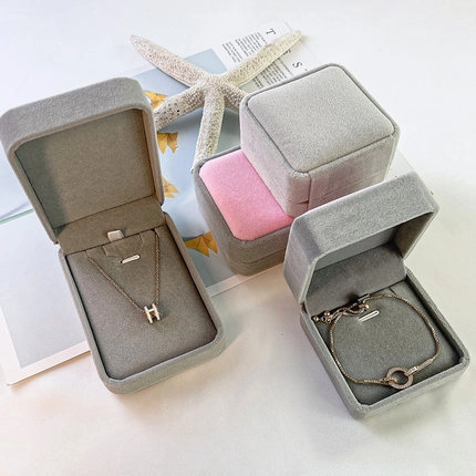 Joyero de Terciopelo Elegante Caja de Regalo Cuadrada Larga para Anillos Collares Pulseras Boda Cumpleaños Organizador de Almacenamiento