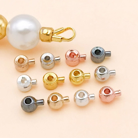 Copper Round Flat Jewelry Crimp Beads Findings For DIY Bracelet Necklace Making Accessories End Connectors Caps For Women Jewelry