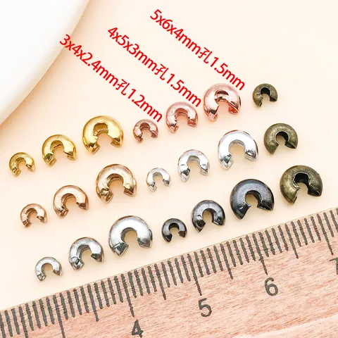 DIY Jewelry Making Copper Crimp Bead Covers C Clasp End Buckle Open Beads Vintage Findings For Handmade Bracelet Necklace