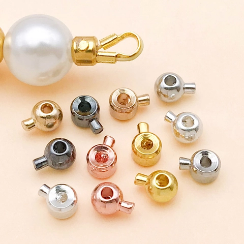 Copper Round Flat Jewelry Crimp Beads Findings For DIY Bracelet Necklace Making Accessories End Connectors Caps For Women Jewelry