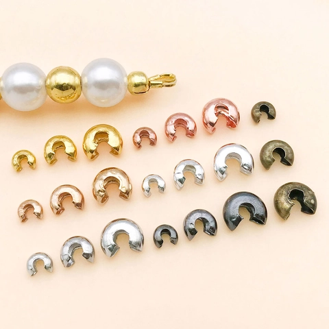 DIY Jewelry Making Copper Crimp Bead Covers C Clasp End Buckle Open Beads Vintage Findings For Handmade Bracelet Necklace