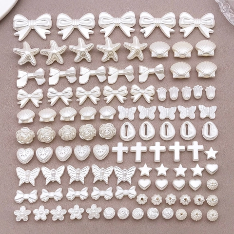 ABS Kunstparels Kralen Gemengde Vormen Strik Hart Ster Schelp Kruis Bloem Kralen Voor DIY Sieraden Maken Ambachten Decoratie