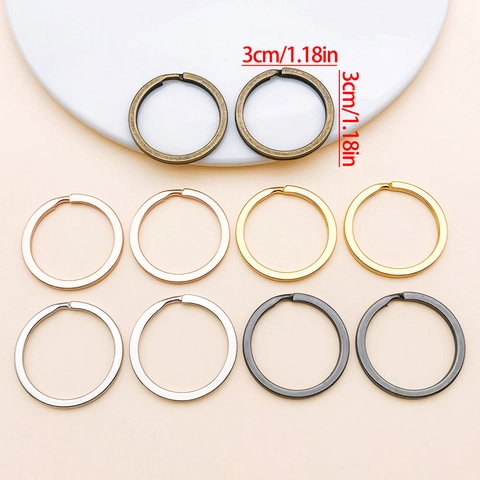 Iron Flat Circular Key Rings Electroplated Multi-Color Split Keychains For DIY Crafting Jewelry Making Bag Hardware Accessories