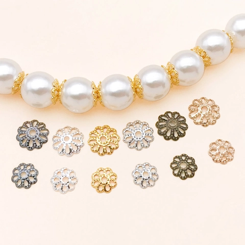 Coupelles à Perles en Fer Fleur Ajourée Intercalaires Fournitures de Bijouterie DIY Composants Accessoires Artisanat Style Rétro