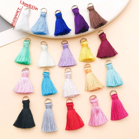 Mini Tassel Pendants With Gold Metal Ring Multicolor Polyester DIY Jewelry Making Handmade Charms For Backpack Keychain Decoration