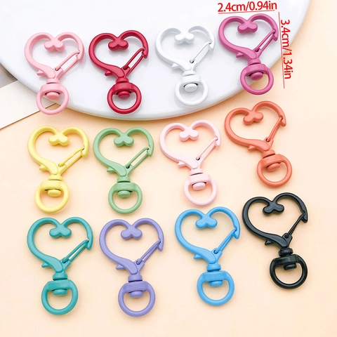 Chiusura a Moschettone a Cuore in Lega di Zinco Verniciata Gancio per Portachiavi per Fai da Te Gioielli Accessori Colorati