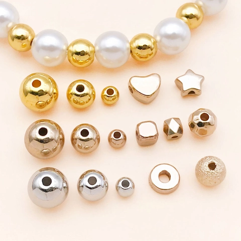 DIY Spacer Beads For Jewelry Making CCB Metal Plated Round Star Heart Square Beads For Bracelet Necklace Handmade Accessories