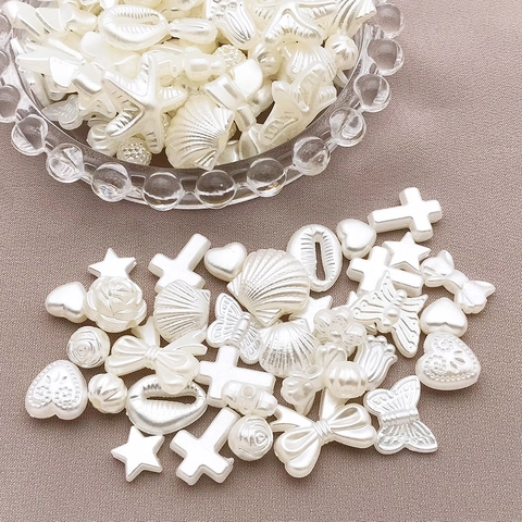 ABS Kunstparels Kralen Gemengde Vormen Strik Hart Ster Schelp Kruis Bloem Kralen Voor DIY Sieraden Maken Ambachten Decoratie