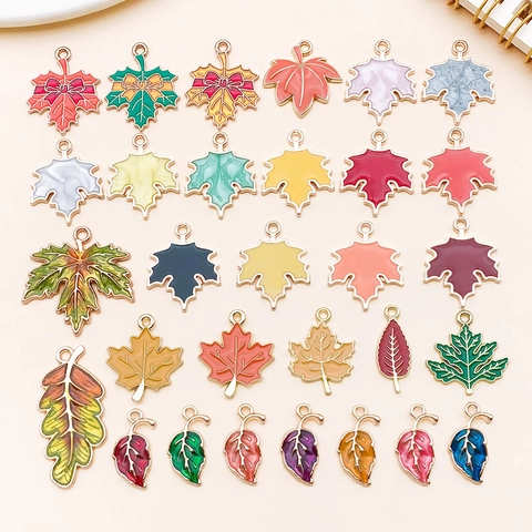 Alloy Drip Oil Enamel Maple Tree Leaf Charms Pendants Set For DIY Jewelry Making Thanksgiving Bracelet Earring Keychains