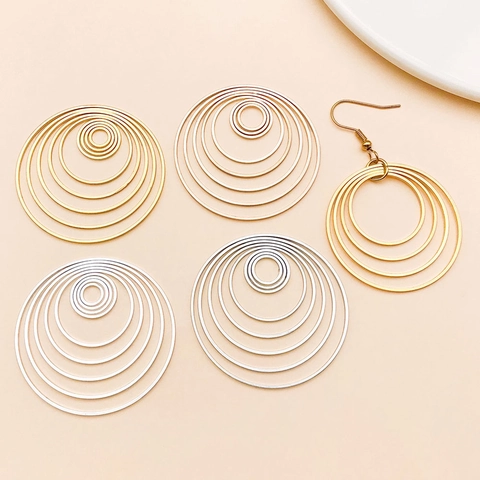 Copper Geometric Round Circles For DIY Jewelry Making Accessories Gold Silver Plated Minimalist Earring Findings Supplies