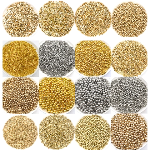 DIY Spacer Beads For Jewelry Making CCB Metal Plated Round Star Heart Square Beads For Bracelet Necklace Handmade Accessories