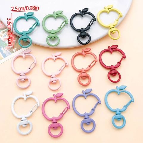 Apple Shape Zinc Alloy Spray Painted Keychain Swivel Clasp DIY Jewelry Findings Accessories For Bag Phone Charm 36x25mm