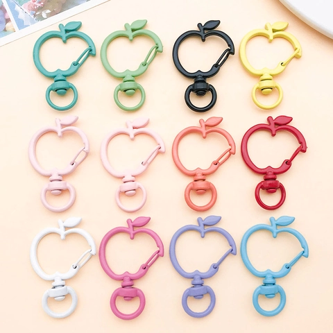 Apple Shape Zinc Alloy Spray Painted Keychain Swivel Clasp DIY Jewelry Findings Accessories For Bag Phone Charm 36x25mm