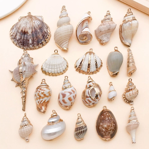 Pendentifs en Coquillage Dorés Galvanisés au Laser DIY Fabrication de Bijoux Coquille Saint-Jacques Collier Style Marin Vintage