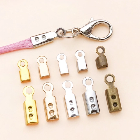 Iron Metal Crimp End Caps Cord Fasteners For DIY Jewelry Making Bracelet Necklace Connectors Vintage Style Findings