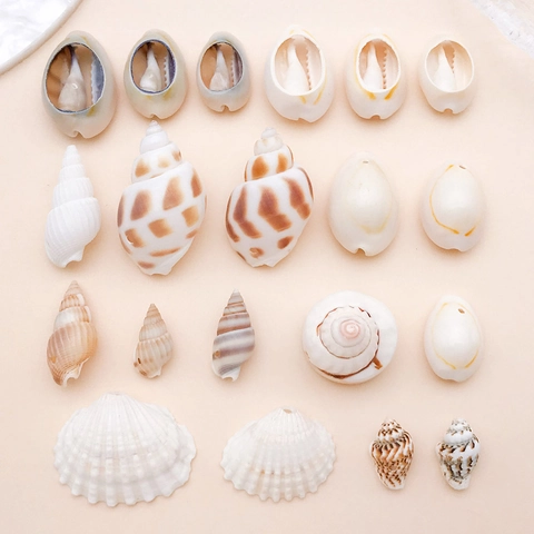 Natural Sea Shell Conch Pendants For DIY Jewelry Making Necklace Keychain Accessories Handmade Ocean Spiral Cowrie Charms
