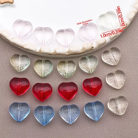 Lampwork Glass Heart Beads Multi-Colored Textured Heart Shape DIY Crafting Beads For Bracelet Necklace Earring Jewelry Making