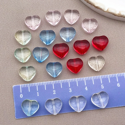 Lampwork Glass Heart Beads Multi-Colored Textured Heart Shape DIY Crafting Beads For Bracelet Necklace Earring Jewelry Making
