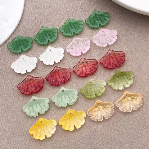 Vintage Ginkgo Leaf Lampwork Glass Pendants For DIY Jewelry Making Accessories Multi-color Botanical Floral Leaf Charms For Women