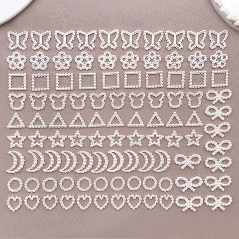Hollow ABS Artificial Pearl Patches Heart Moon Star Flower Shapes For DIY Crafts Nail Art Phone Case Decoration Accessories