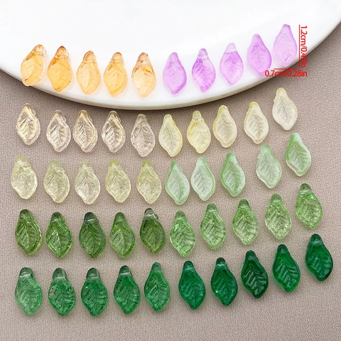 Leaf Shape Glass Beads Multicolor Mini Leaf Pendants For DIY Bracelet Necklace Earring Jewelry Making Accessories
