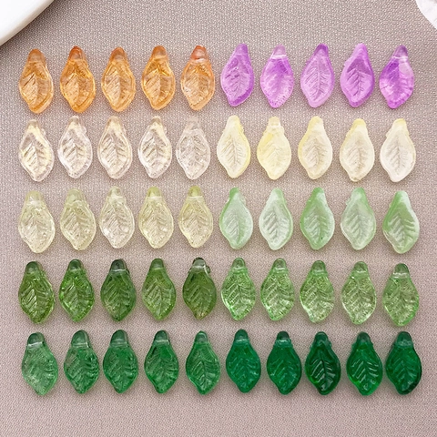 Leaf Shape Glass Beads Multicolor Mini Leaf Pendants For DIY Bracelet Necklace Earring Jewelry Making Accessories