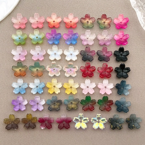 10mm Gradient Lampwork Glass Cherry Blossom Flower Beads DIY Handmade Ancient Style Hair Accessory Jewelry Making Beads