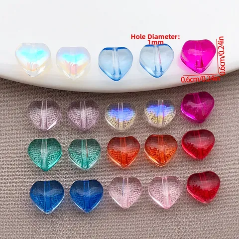 Γυάλινες Χάντρες σε Σχήμα Καρδιάς Lampwork Χρώμα Καραμέλας για Κατασκευή Κοσμημάτων DIY Χάντρες για Κολιέ Βραχιόλι Αξεσουάρ Χειροτεχνίας