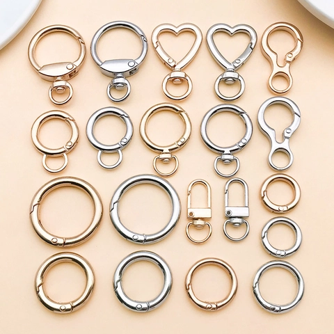 Zinc Alloy Heart Round U-Shaped Keychain Hook Lobster Clasp Spring O-Ring DIY Jewelry Making Bag Accessories Findings